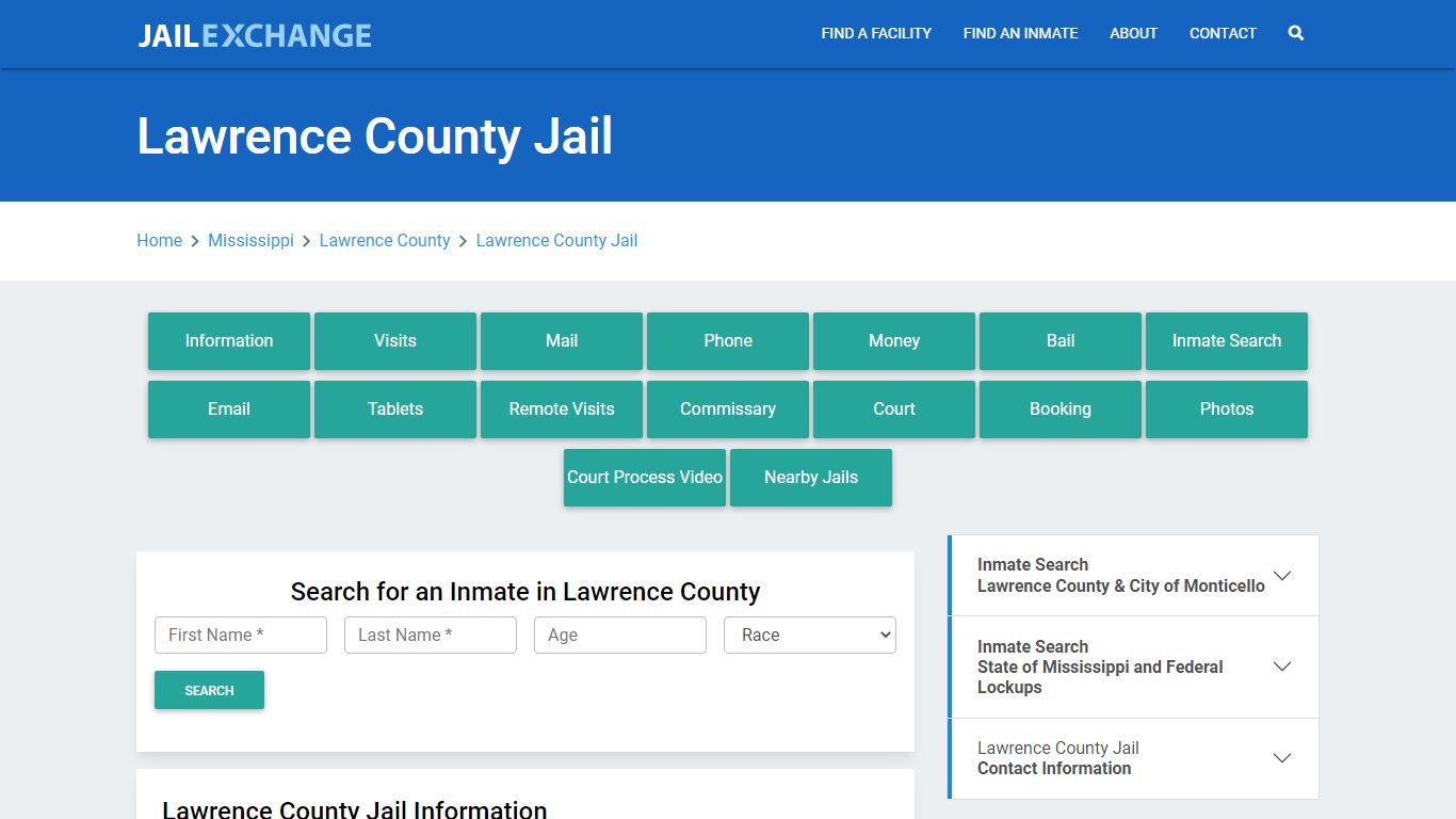 Lawrence County Jail Roster Lookup, MS, Inmate Search